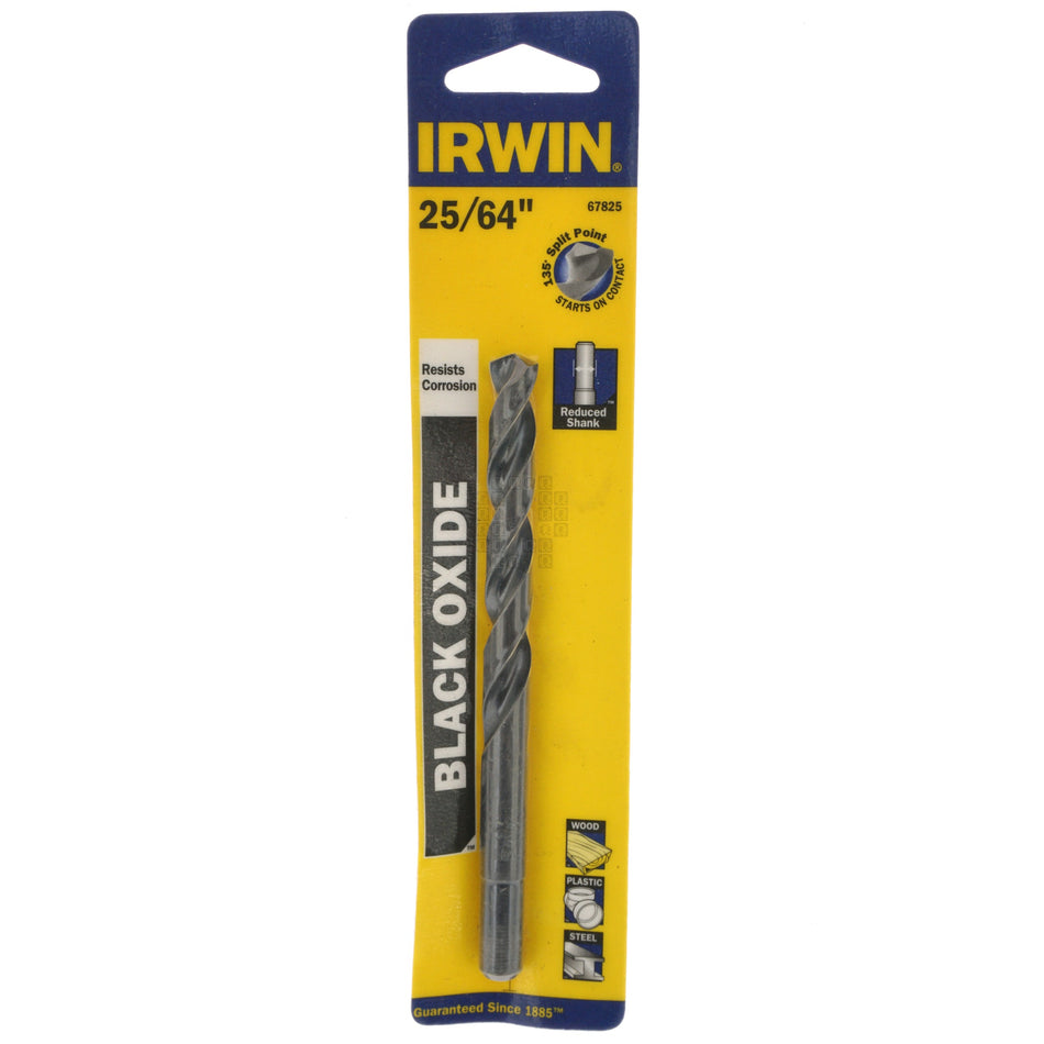 Irwin Industrial Tools 67825 25/64" Black Oxide 135ÃÂ° Split Point Reduced Shank Drill Bit