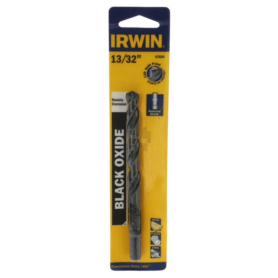 Irwin 67826 13/32" Black Oxide 135ÃÂ° Split Point Drill Bit, 3/8" Reduced Shank