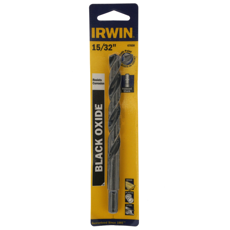 Irwin 67830 15/32" Black Oxide 135ÃÂ° Split Point Reduced Shank Drill Bit