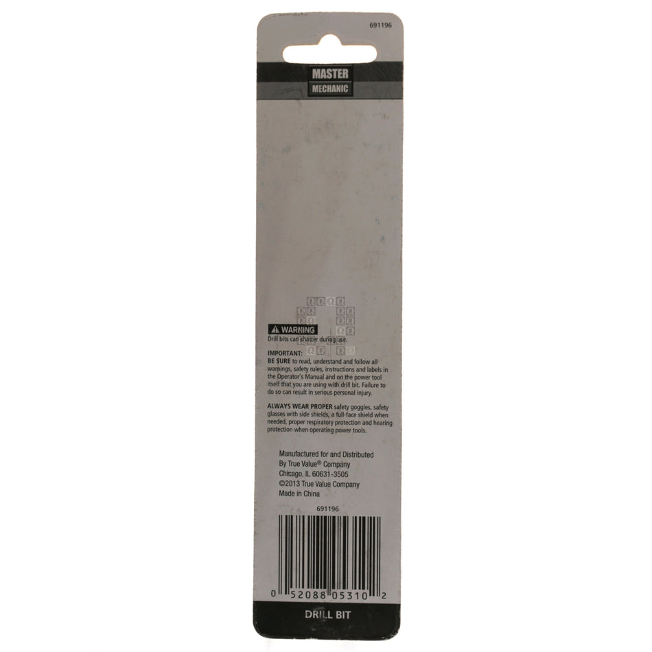 Master Mechanic 691196 3/16" Carbide Tip Percussion Masonry Drill Bit, 6" Length