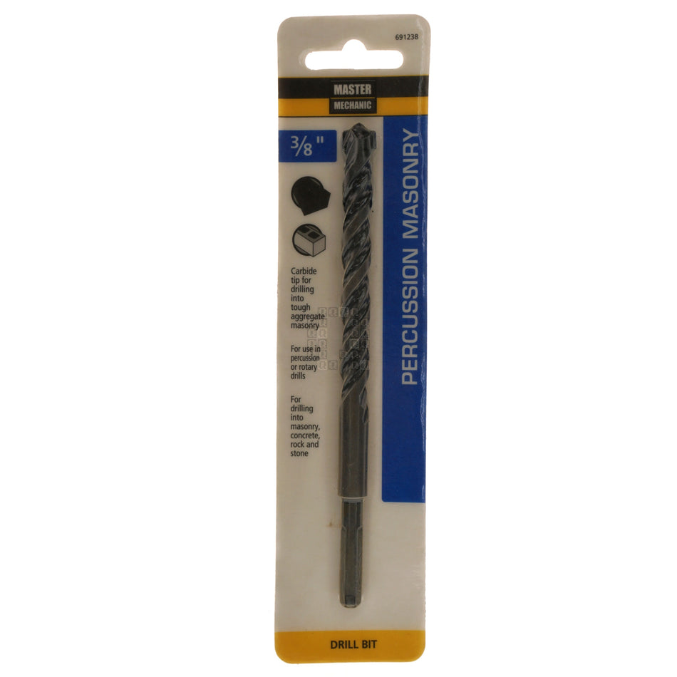 Master Mechanic 691238 3/8" Carbide Tip Percussion Masonry Drill Bit, 6" Length