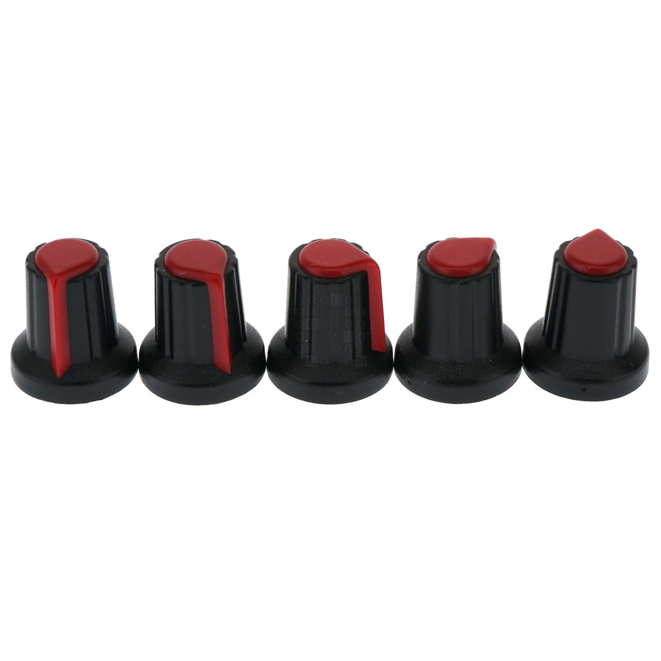 6mm Splined Plastic Potentiometer Knob, Red, 5-Pack, WH148 AG2