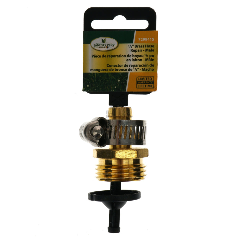Landscapers Select 7299415 1/2" Male Brass Hose Coupling, 3/4" Male Hose Thread
