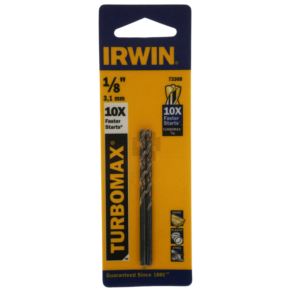 Irwin 73308 1/8" / 3.1mm TURBOXMAX Drill Bit, 2-Pack
