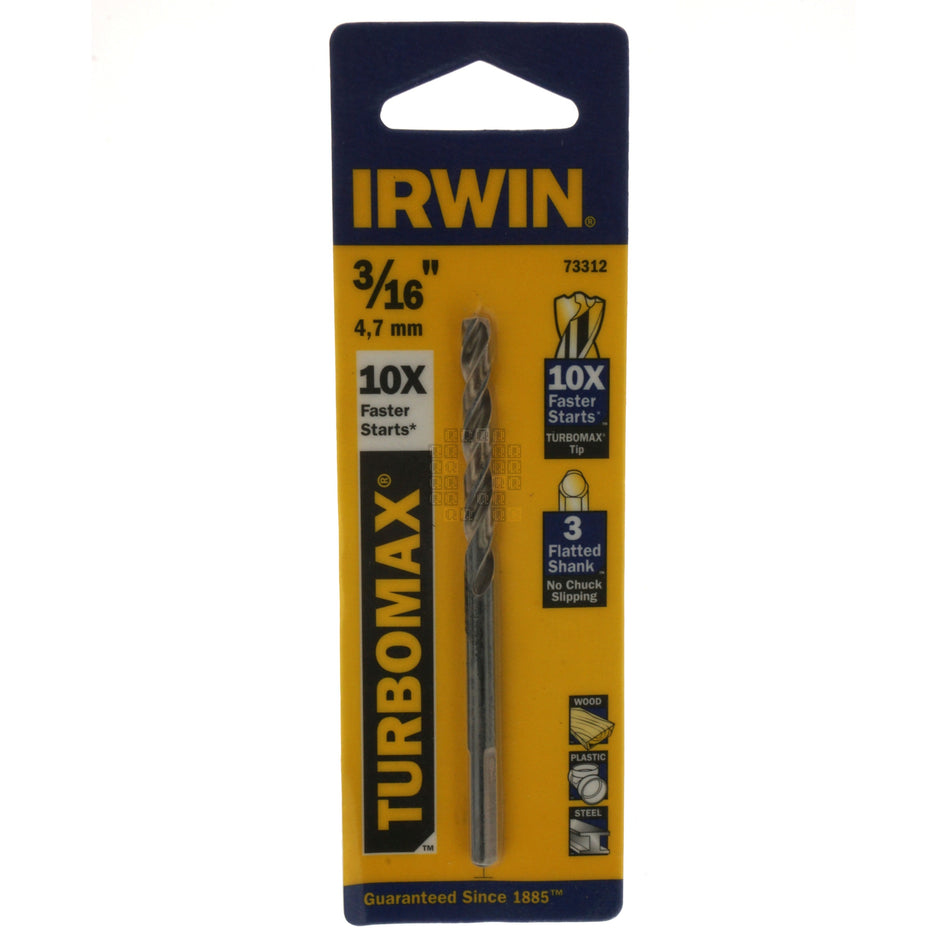 Irwin 73312 TURBOMAX Drill Bit, 3/16"