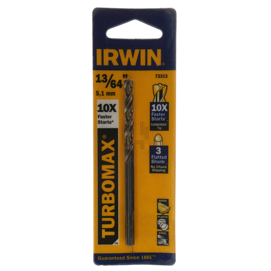 Irwin 73313 TURBOMAX Jobber Length Drill Bit, 13/64"