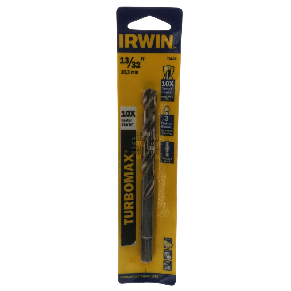 Irwin Industrial Tools 73626 Turbomax 13/32" Drill Bit, 3/8" Reduced Shank