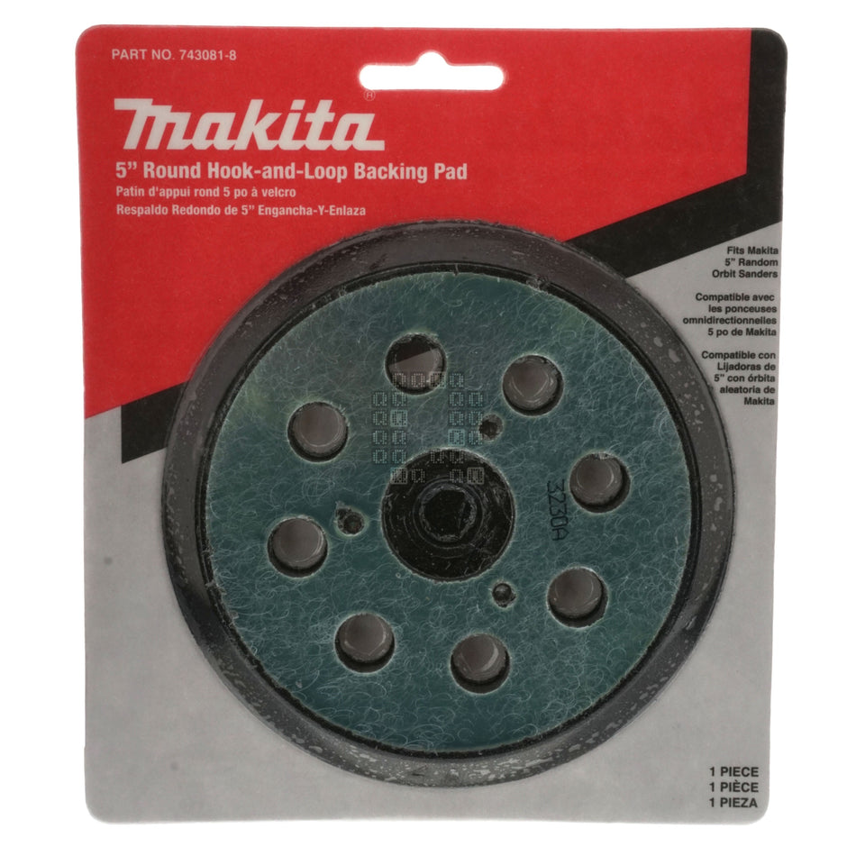 Makita 743081-8 5" Round Hook-and-Loop Backing Pad, 8-Hole