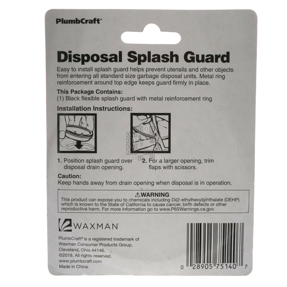 PlumbCraft 7514000T Garbage Disposal Splash Guard