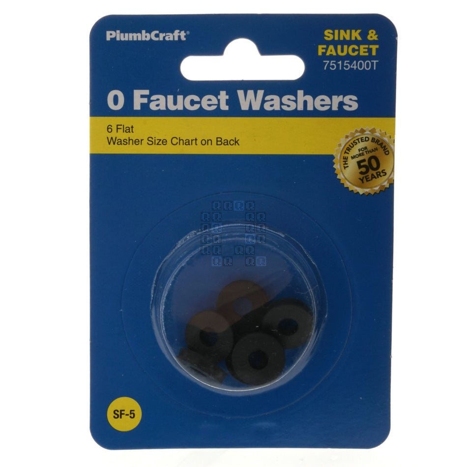 PlumbCraft 7515400T #0 Flat Faucet Washers, 6-Pack