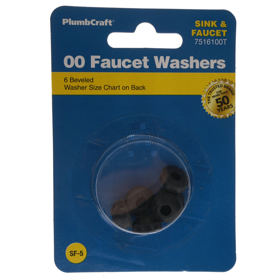 PlumbCraft 7516100T 00 Beveled Faucet Washers, 6-Pack