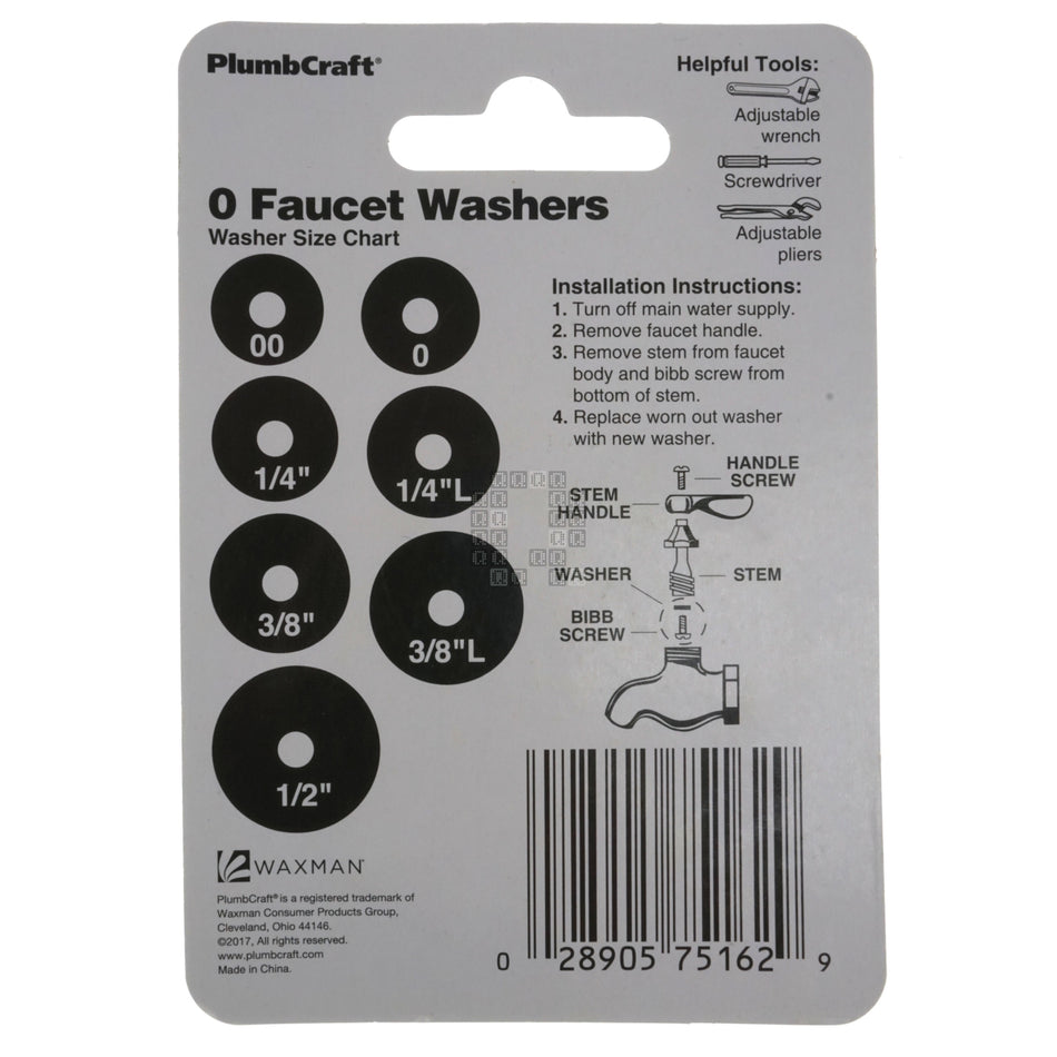 PlumbCraft 7516200T 0 Beveled Faucet Washers, 6-Pack