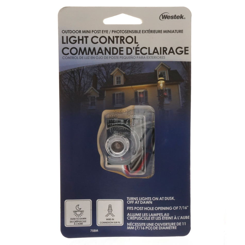 Westek 758M Post Eye Light Control, 120VAC 480W, Black, 7/16" Hole