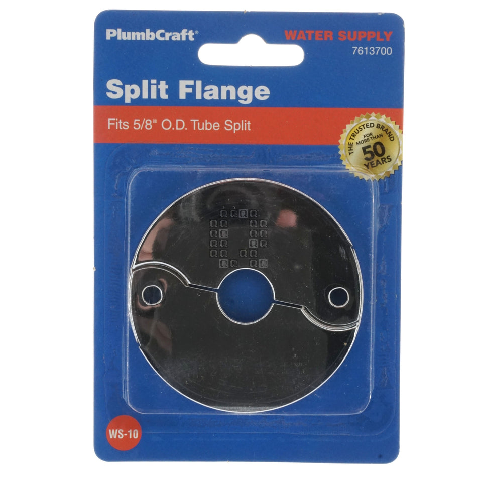 PlumbCraft 7613700 5/8" OD Tube Split Escutcheon Flange, Chrome Plated
