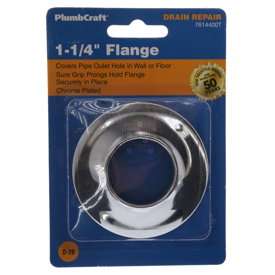 PlumbCraft 7614400T 1-1/4" Escutcheon Flange, Chrome Plated