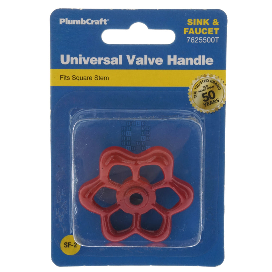 PlumbCraft 7625500T Square Stem Universal Valve Handle, Red