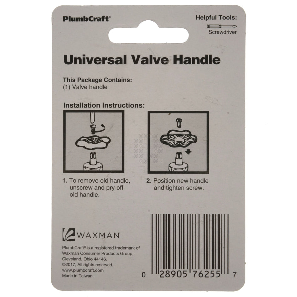 PlumbCraft 7625500T Square Stem Universal Valve Handle, Red