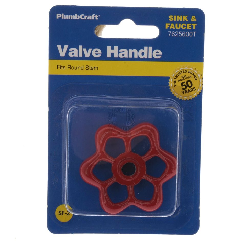 PlumbCraft 7625600T Round Stem Valve Handle, Red