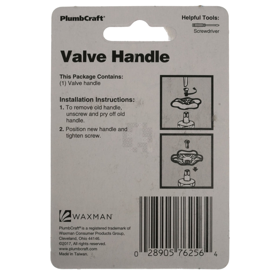 PlumbCraft 7625600T Round Stem Valve Handle, Red