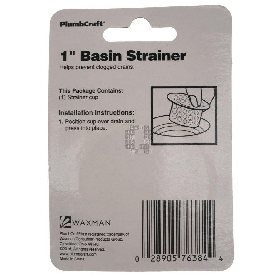 PlumbCraft 7638400T  Stainless Steel 1" Basin Strainer Cup