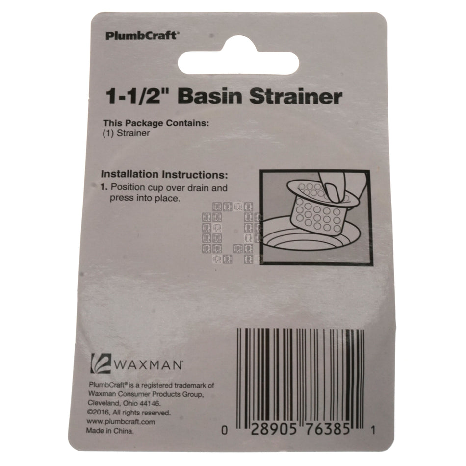 PlumbCraft 7638500T Stainless Steel 1-1/2" Basin Strainer Cup