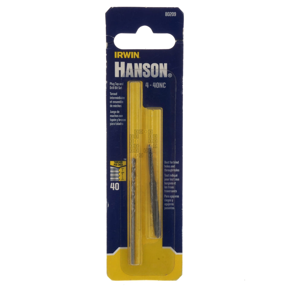 Irwin Hanson 80209 #4-40NC Plug Tap and #43 HSS Drill Bit Set