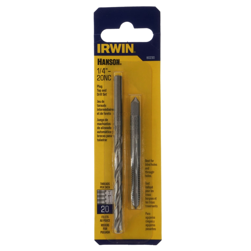 Irwin Hanson 80230 1/4"-20NC Plug Tap and 13/64" Drill Bit Set
