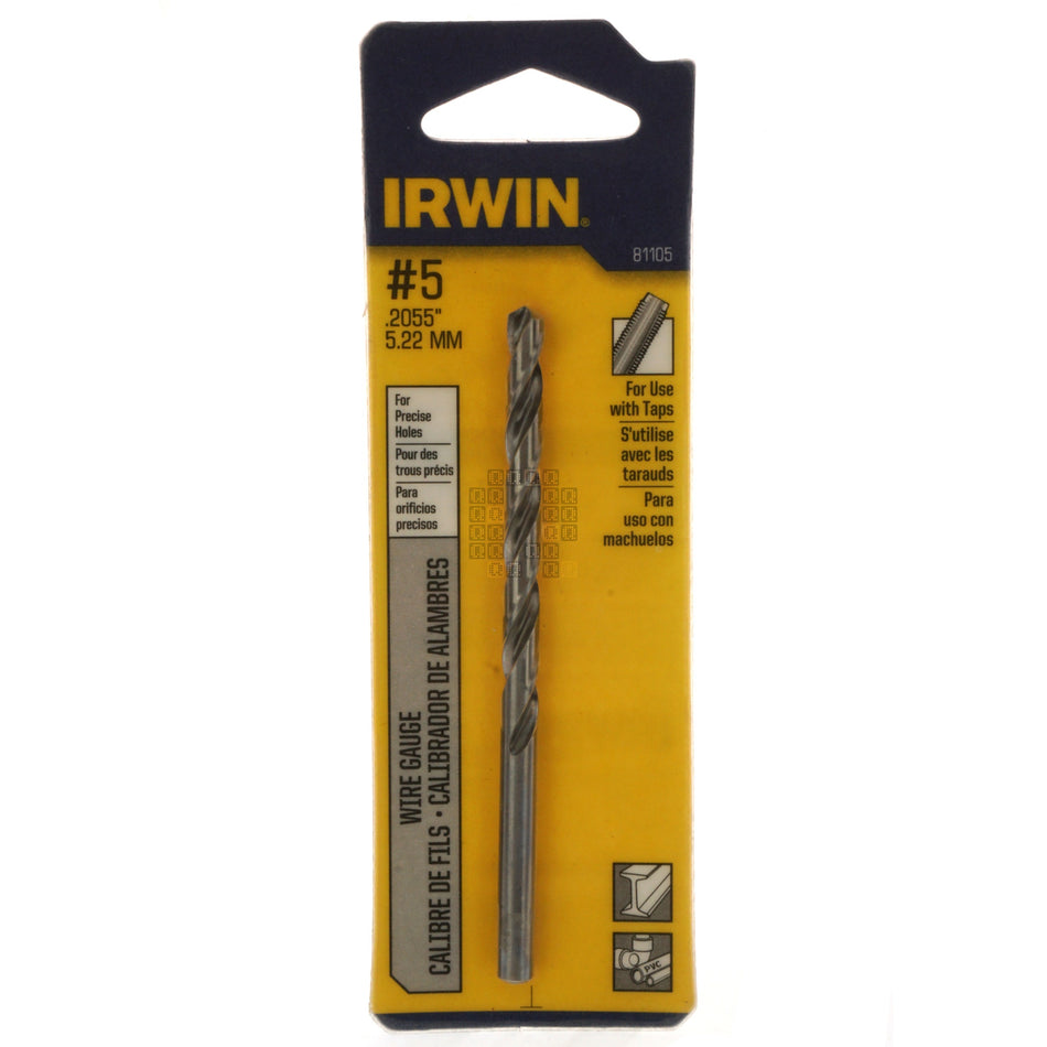 Irwin Industrial Tool 81105 #5 (0.2055") Jobber Length Wire Gauge Drill Bit