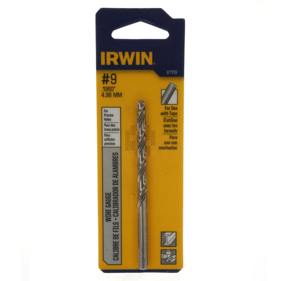 Irwin Industrial Tool 81109 #9 (0.1960") Jobber Length Wire Gauge Drill Bit