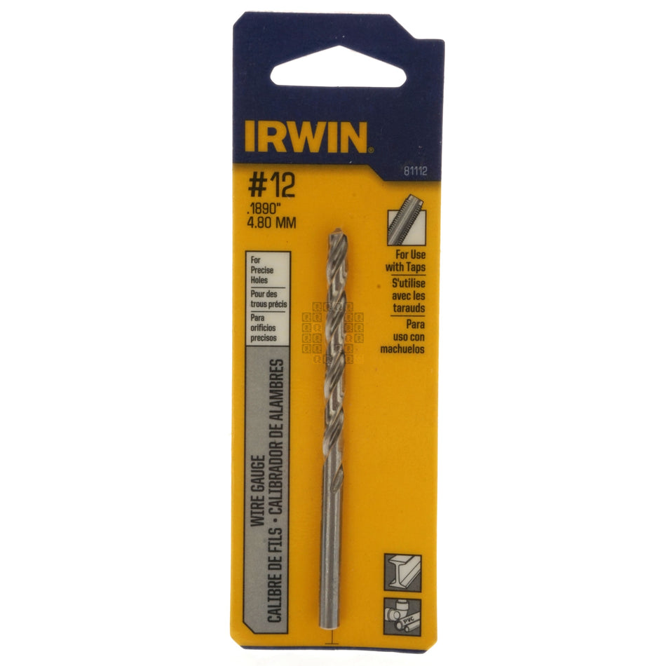 Irwin Industrial Tool 81112 #12 (0.1890") Jobber Length Wire Gauge Drill Bit