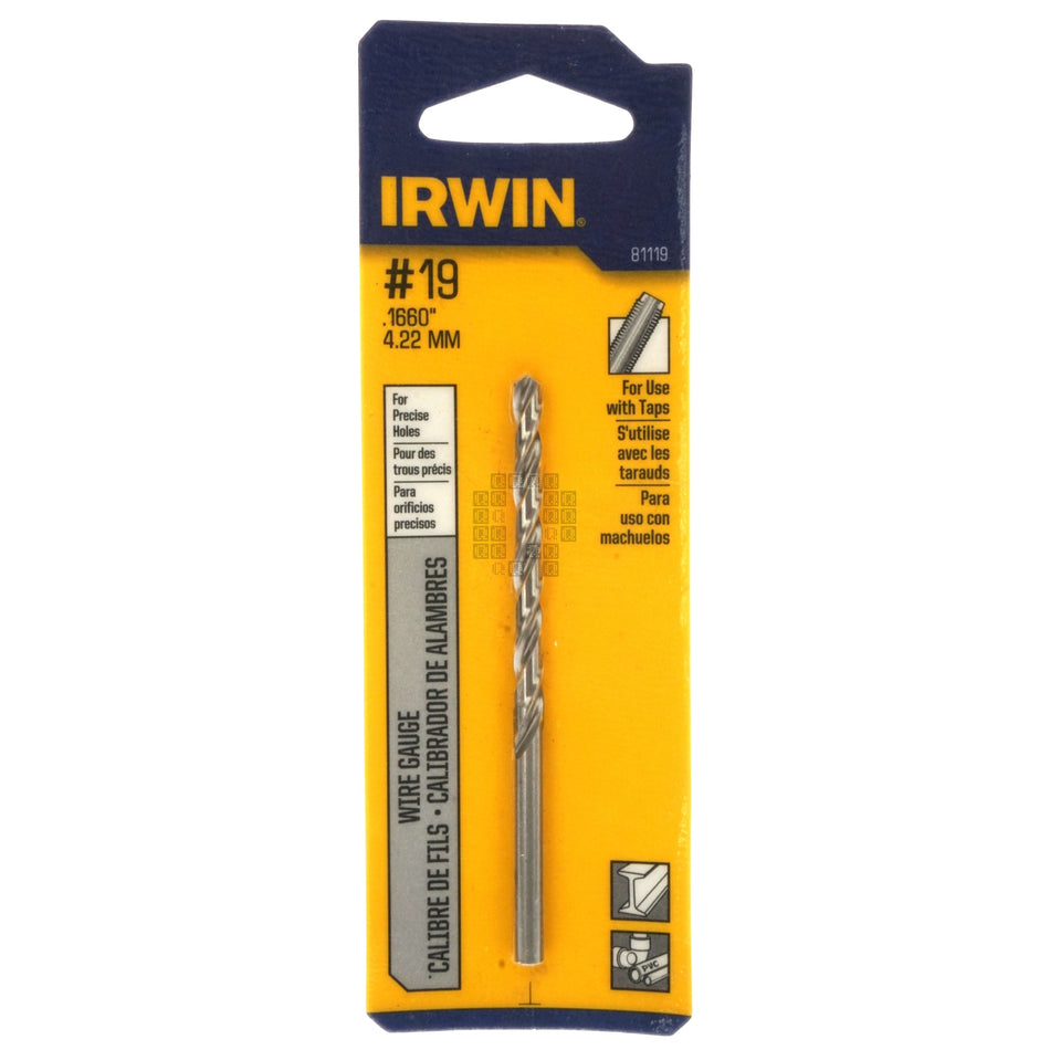 Irwin Industrial Tool 81119 #19 (0.1660" / 4.22mm) Jobber Length Wire Gauge Drill Bit