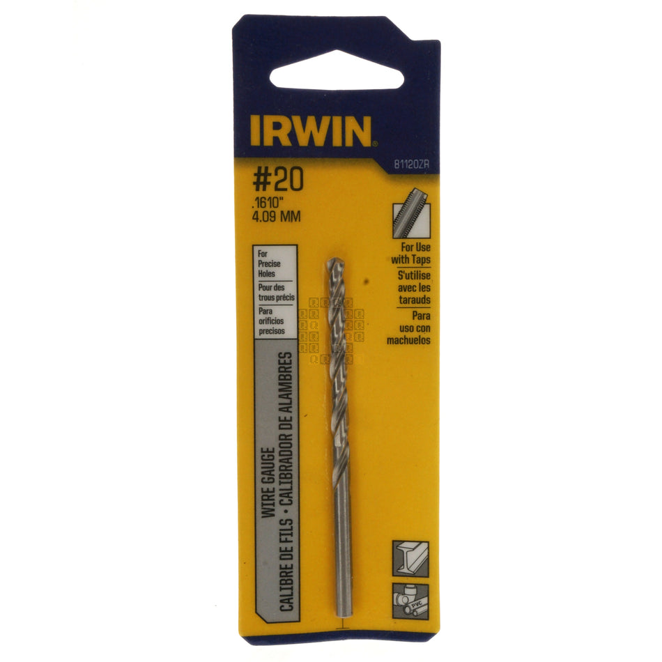 Irwin Industrial Tool 81120ZR #20 (0.1610" / 4.09mm) Jobber Length Wire Gauge Drill Bit