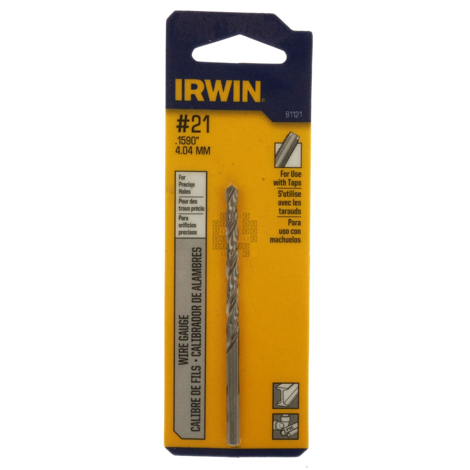 Irwin Industrial Tool 81121 #21 (0.1590" / 4.04mm) Jobber Length Wire Gauge Drill Bit