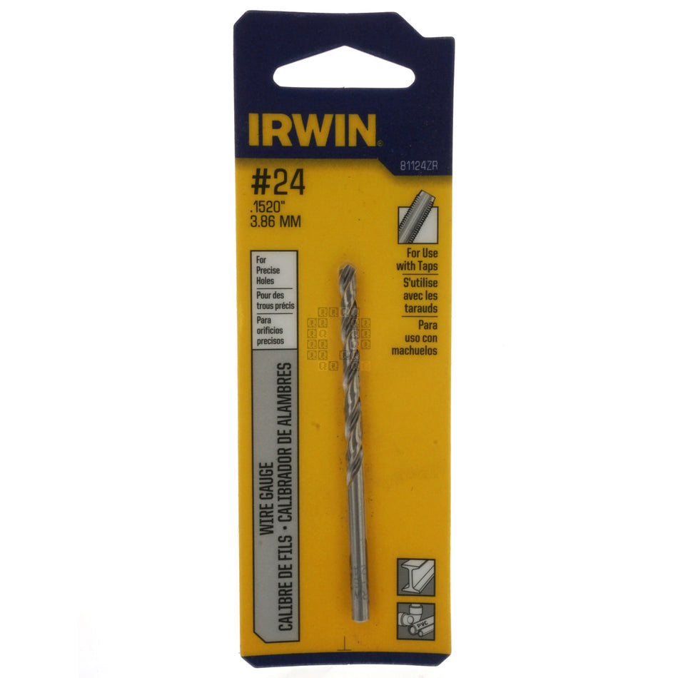 Irwin Industrial Tool 81124ZR #24 (0.1520" / 3.86mm) Jobber Length Wire Gauge Drill Bit
