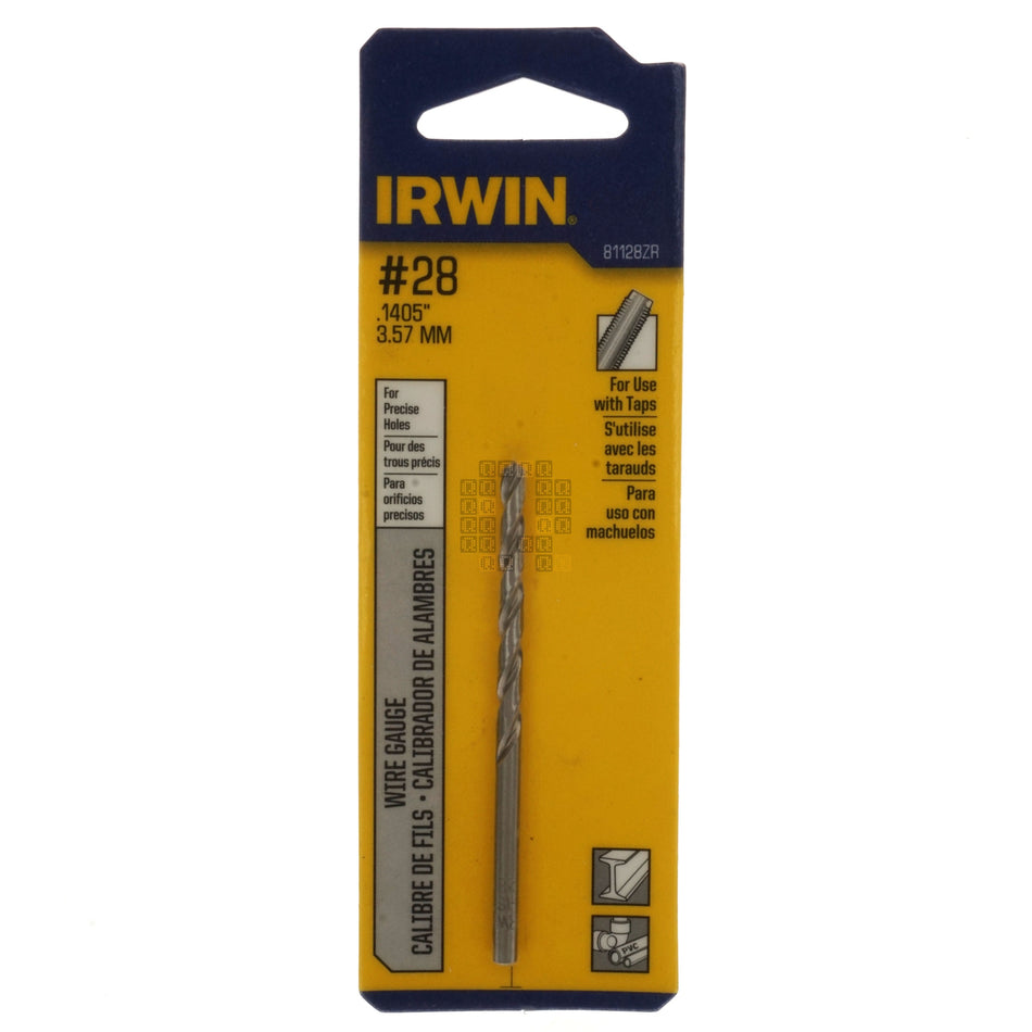 Irwin Industrial Tool 81128ZR #28 (0.1405" / 3.57mm) Jobber Length Wire Gauge Drill Bit