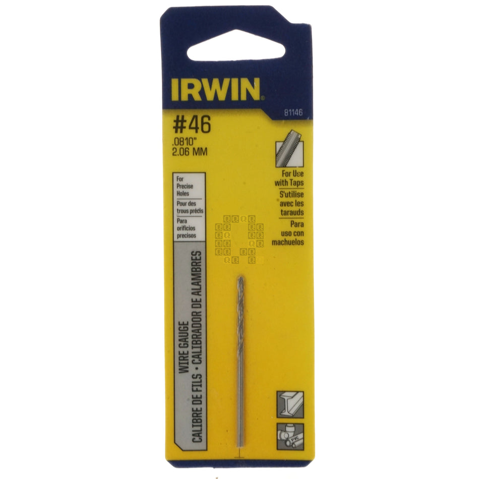 Irwin Industrial Tool 81146 #46 (0.0810" / 2.06mm) Jobber Length Wire Gauge Drill Bit