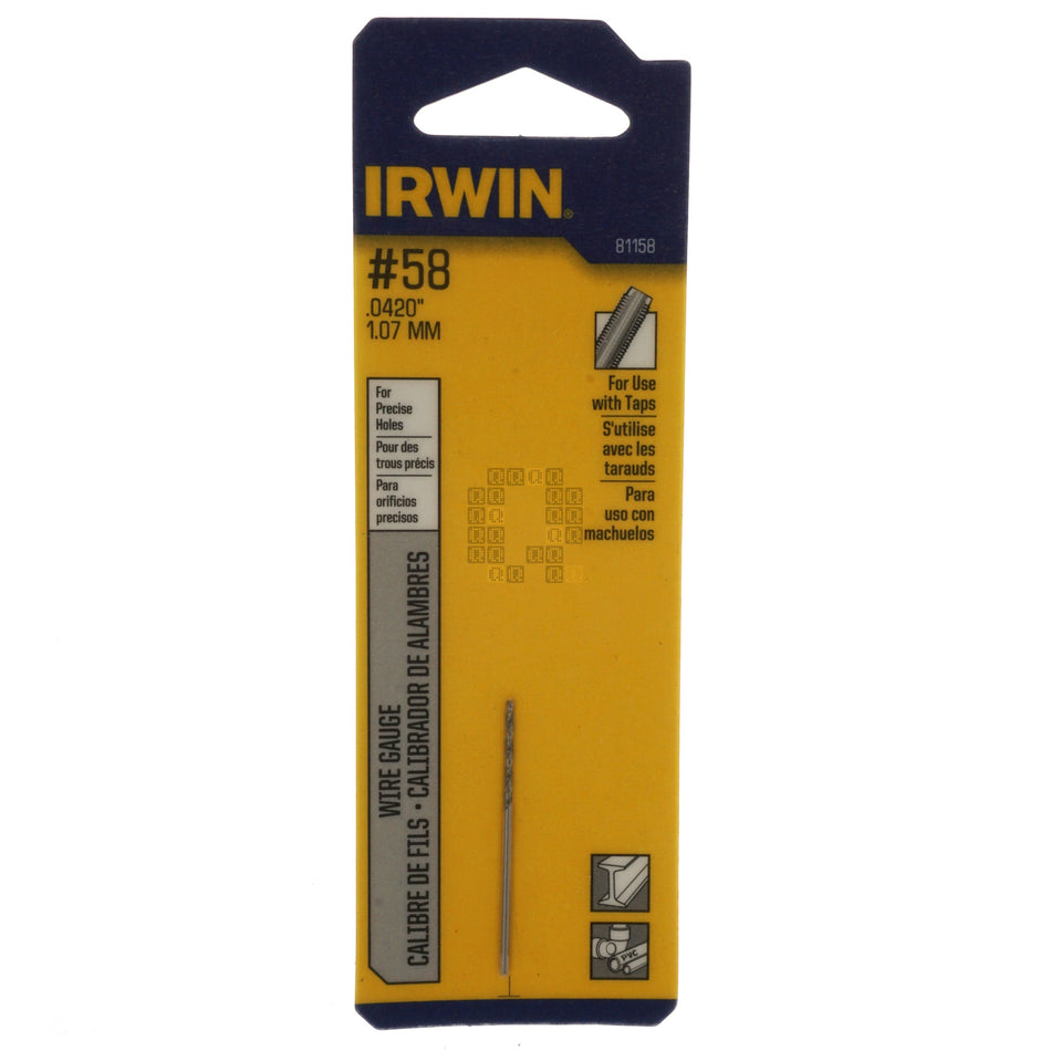 Irwin Industrial Tool 81158 #58 (0.0420" / 1.07mm) Jobber Length Wire Gauge Drill Bit