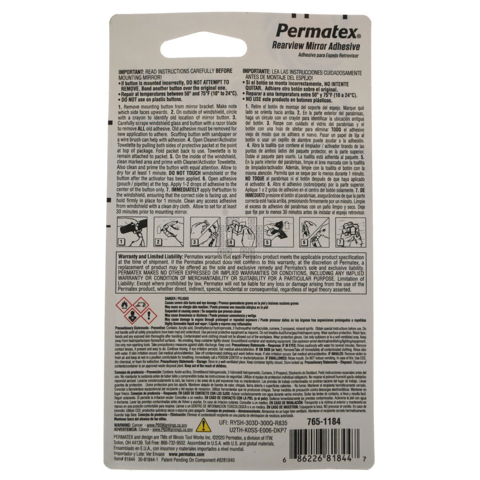 Permatex 81844 Permanent Bond Rearview Mirror Adhesive for Metal Buttons
