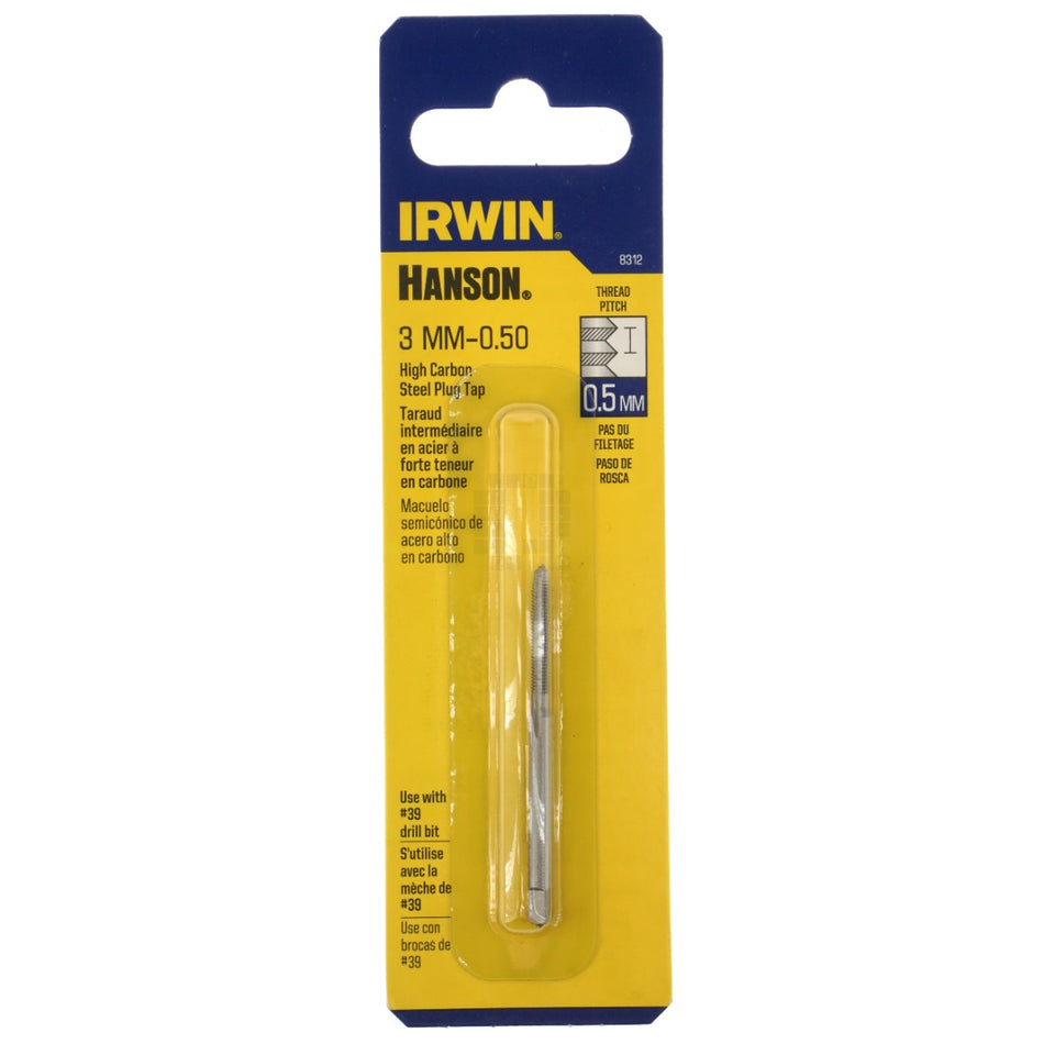 Irwin Hanson 8312 3mm-0.50 High Carbon Steel Plug Tap, M3-0.50