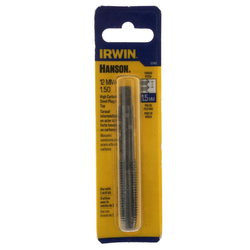 Irwin Hanson 8343 12mm-1.50 High Carbon Steel Plug Tap, M12-1.50