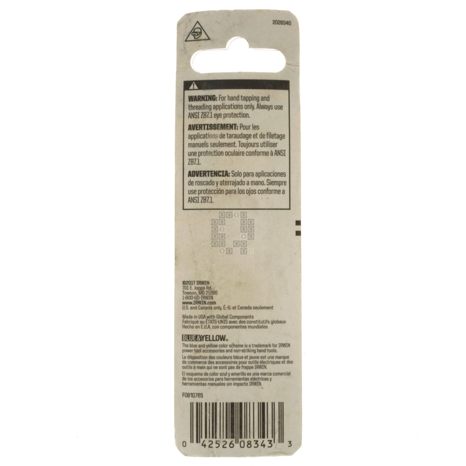 Irwin Hanson 8343 12mm-1.50 High Carbon Steel Plug Tap, M12-1.50