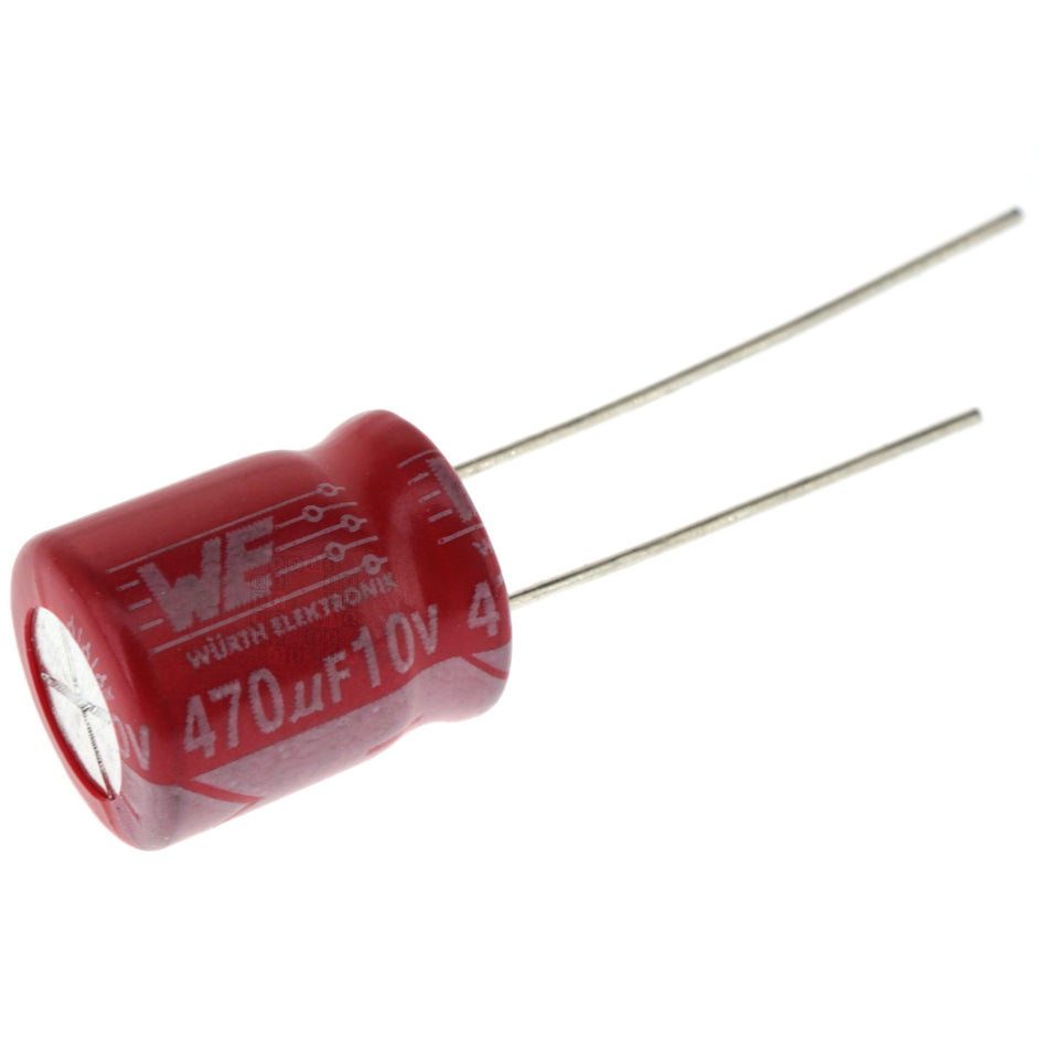 Wurth 860240275007 Aluminum Electrolytic Capacitor, 470uF 10VDC, 10x12.5mm