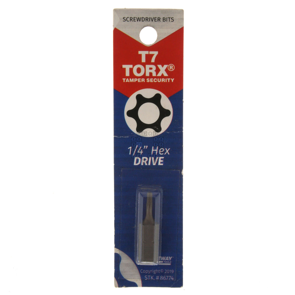 Best Way Tools 86774 Tamper Security T7 TORX Screwdriver Bit, 1" Length, 1/4" Hex Drive
