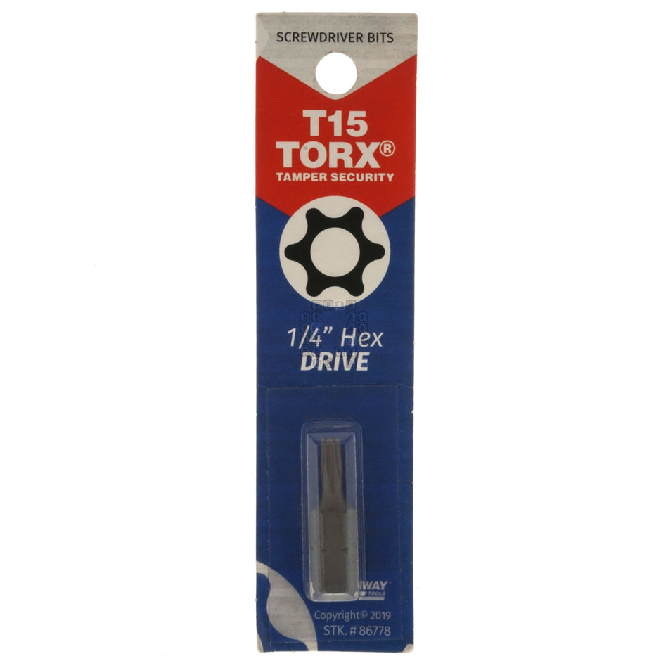 Best Way Tools 86778 Tamper Security T15 TORX Screwdriver Bit, 1" Length