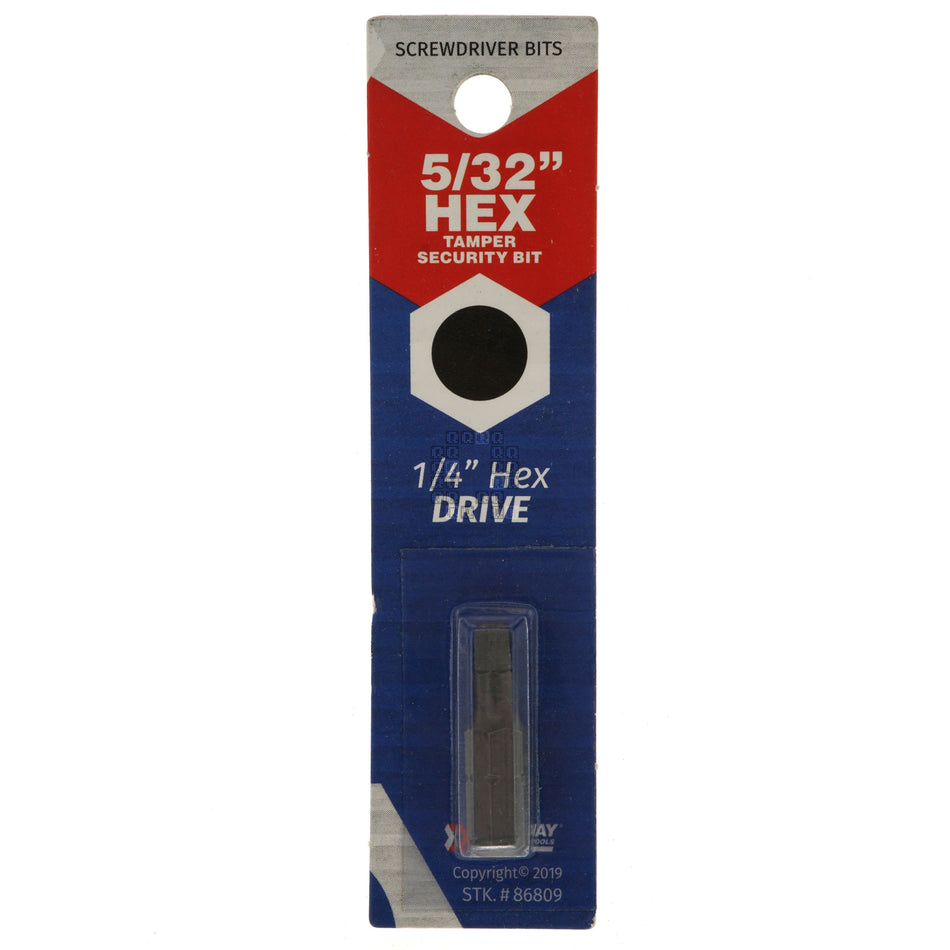 Best Way Tools 86809 Tamper Security 5/32" Hex Screwdriver Bit, 1" Length