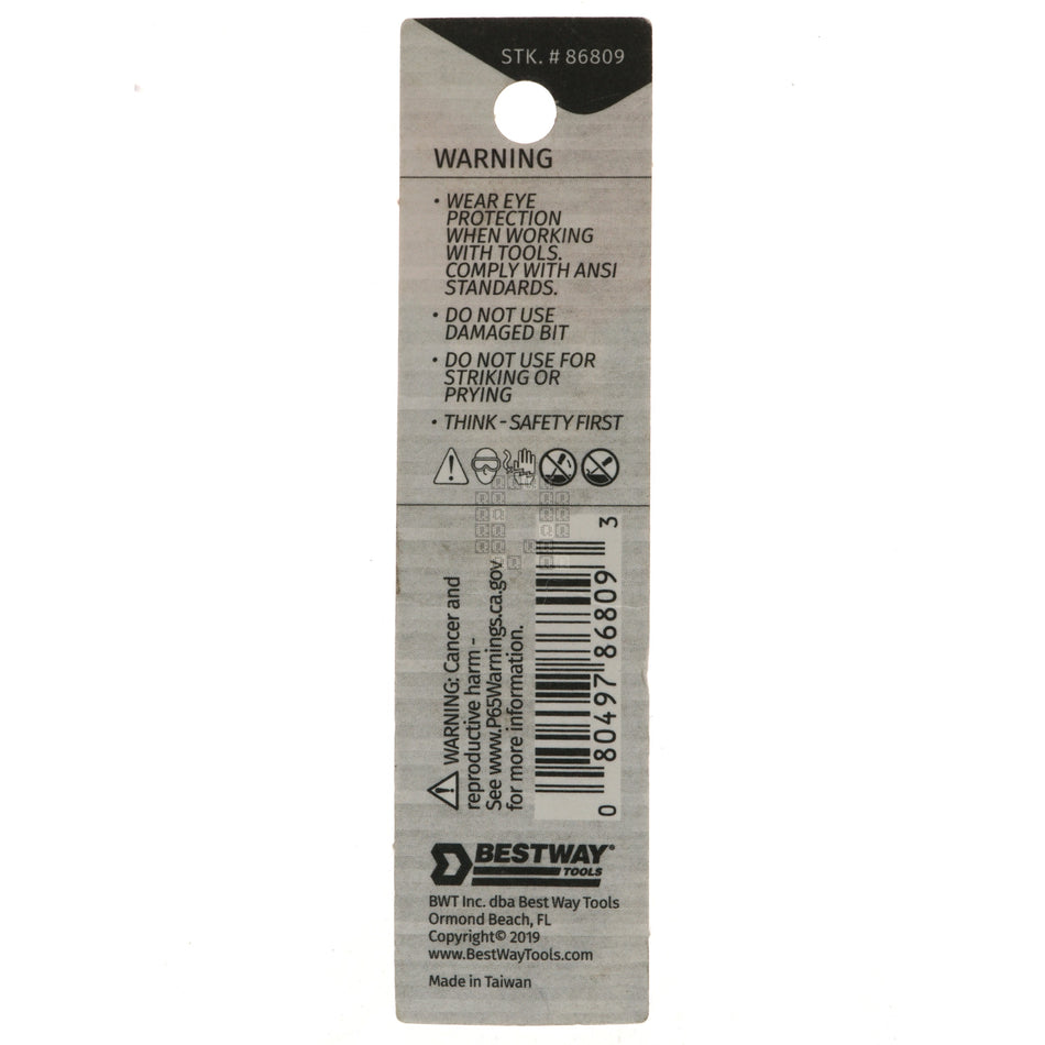 Best Way Tools 86809 Tamper Security 5/32" Hex Screwdriver Bit, 1" Length