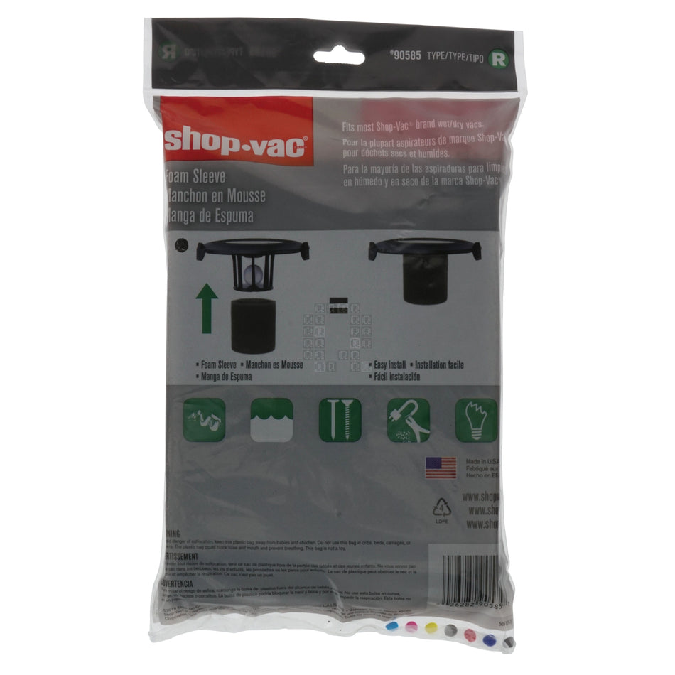 Shop-Vac 90585 Type R Wet Pick-Up Foam Filter Sleeve