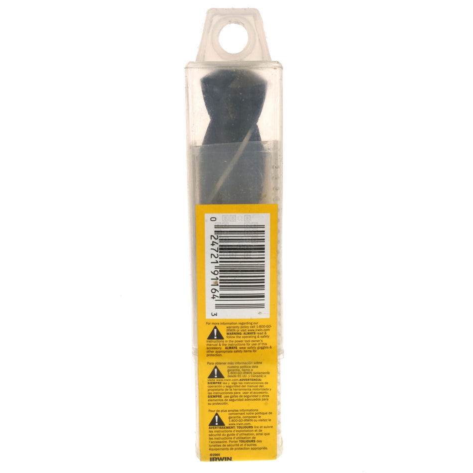 Irwin 91164 1" Silver and Deming Black Oxide HSS Drill Bit, 1/2" Reduced Shank