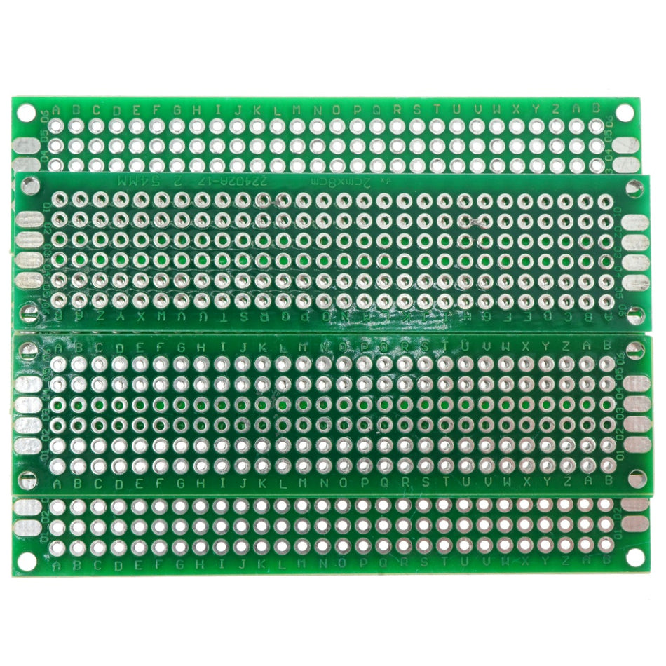 2cm x 8cm Green PCB Printed Circuit Board, 5 Pack, 168 Through Holes, 8 Pads