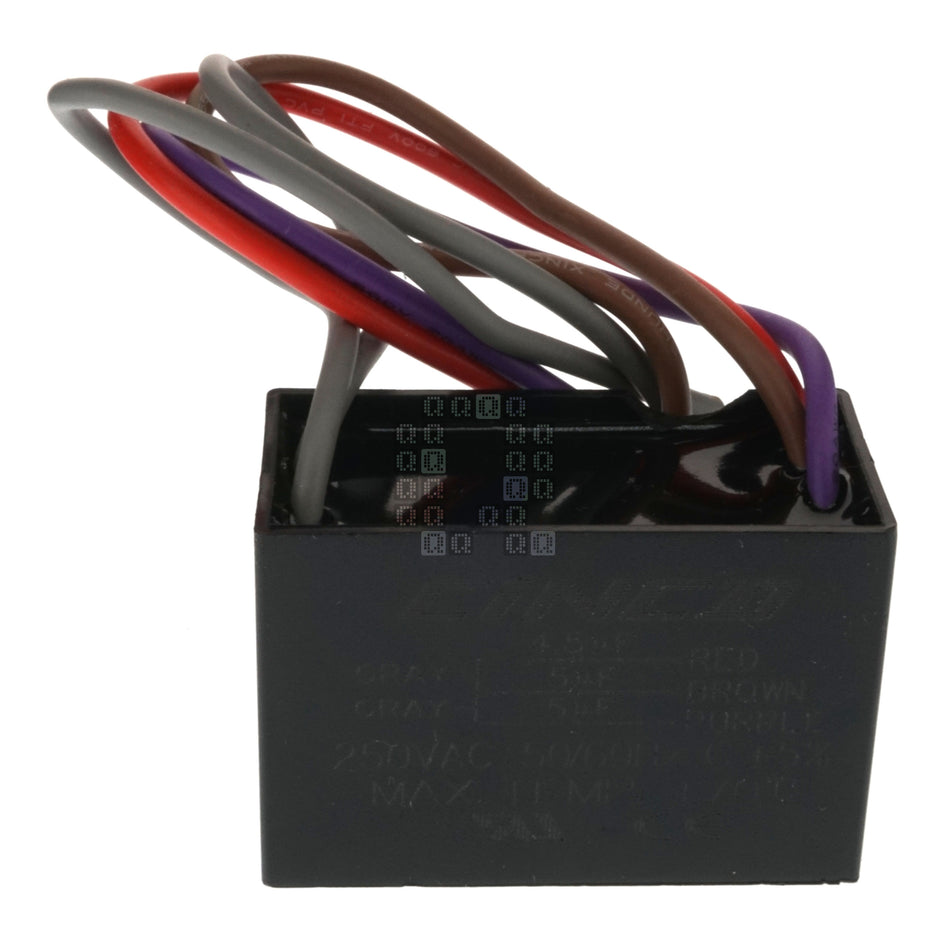 CBB61 Cinco Dry Type Run Capacitor with Leads, 5/5/4.5uF 250VAC 50/60Hz, Fan Box Tab